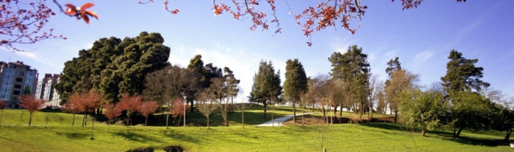 Los caminos y senderos arbolados del parque Restollal con su arboleda y profusión de colores